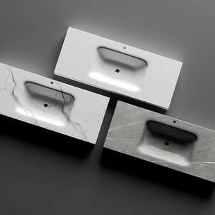 岩板热弯一体盆半嵌入式 台中盆卫生间洗H脸洗手盆洗漱台单盆可定