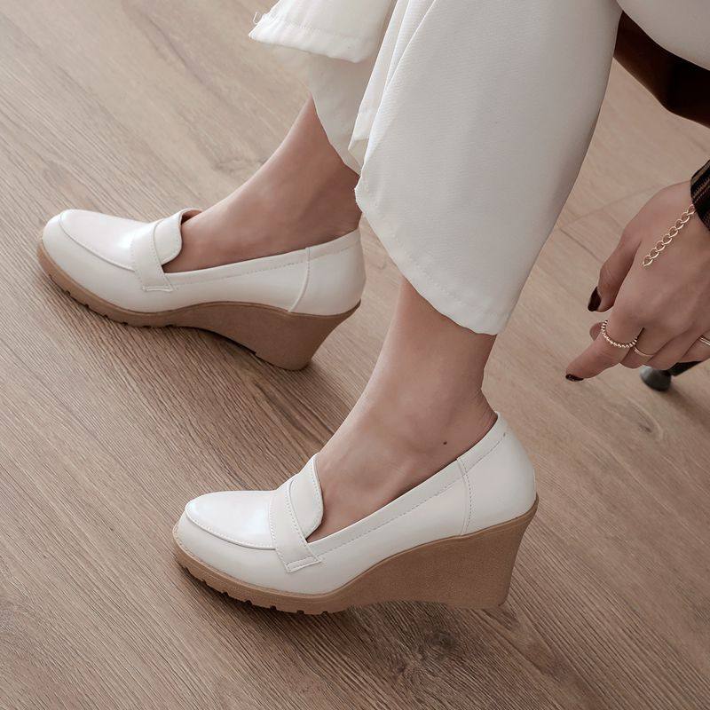 低帮鞋坡跟单鞋 女圆头韩版浅口高跟百搭女鞋40-43大码2020春季鞋,女鞋,浅口单鞋,淘宝优惠券,粉丝福利购,淘宝优惠卷