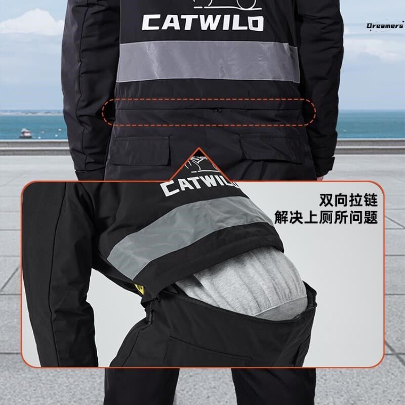 。连体防寒服摩托电动瓶车挡风衣男女士跨骑行保暖冬季加厚冷库东