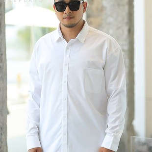 加肥加大商务工作服结婚伴郎服男士 白衬衫 职业正装 长i袖 衬 男大码