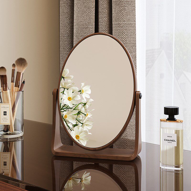 镜子化妆镜家用小型立式桌面台式学生宿舍公主梳妆镜便携随身折叠