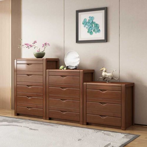 实木五斗柜中式抽屉式3斗4斗客厅卧室收纳柜储物柜橡胶木五斗橱柜