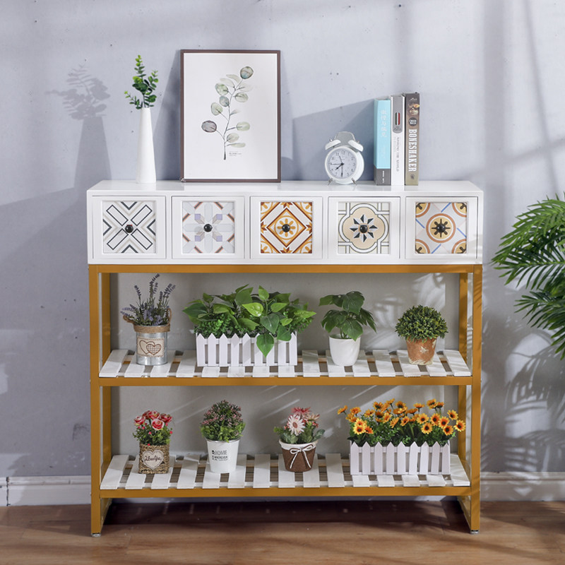 欧式阳台实木花架落地式室内多层创意花几客厅高档铁艺置物花架子