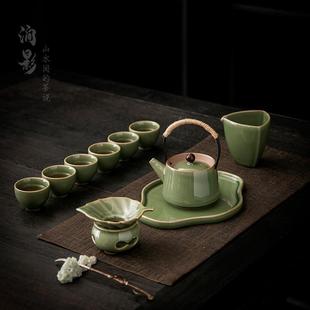 陶瓷茶壶茶杯整套客厅办公室泡茶器 家用提梁壶功夫茶具套装