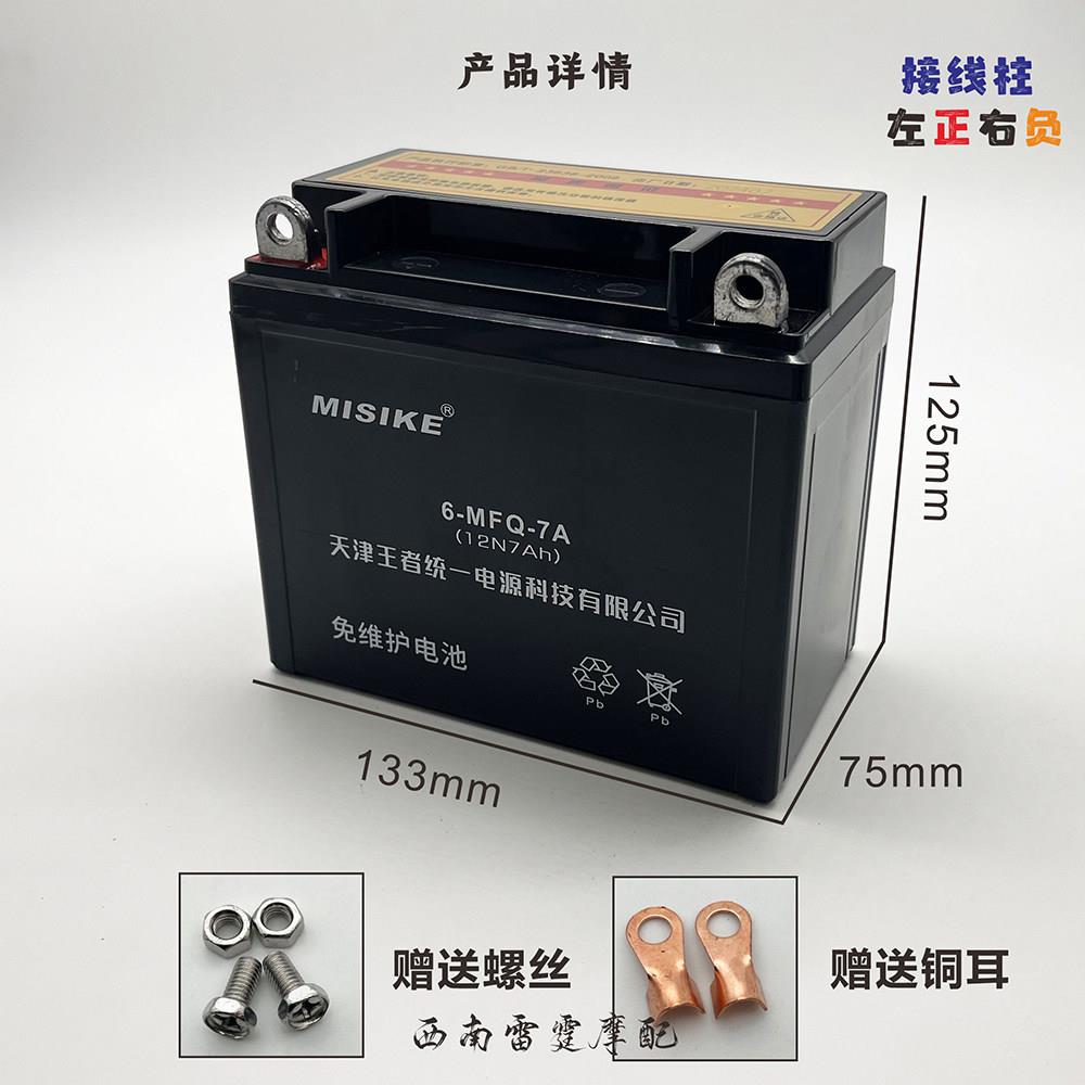 适用飞肯FK125-4G机车电瓶12v7a电瓶免维护电池男士机车电瓶