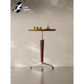 潮流领袖 覆古灰木小圆桌边桌可移动可调节多功能咖啡桌 家庭使用