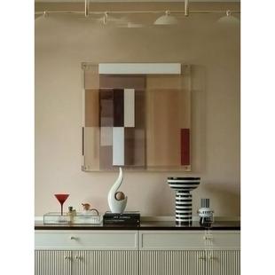 丙烯抽象立体装饰画现代极简主义客厅入口壁画交错色块装置挂画