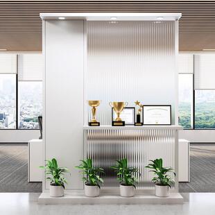 现代简约玻璃办公室入口隔断锻铁屏风大厅前台入口入口背景图像墙