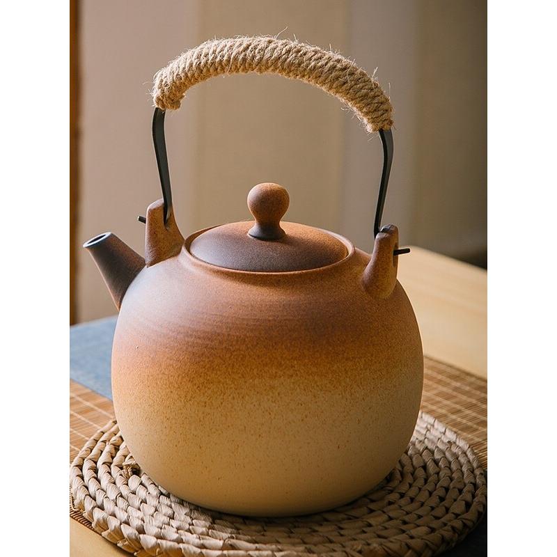 围炉煮茶陶土茶壶烧水壶电陶炉煮茶壶明火木炭壶家用侧把壶提梁壶