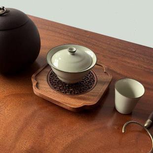 胡桃木壶承实木茶杯托盘功夫茶壶底座小号茶盘盖碗隔热紫砂养壶垫