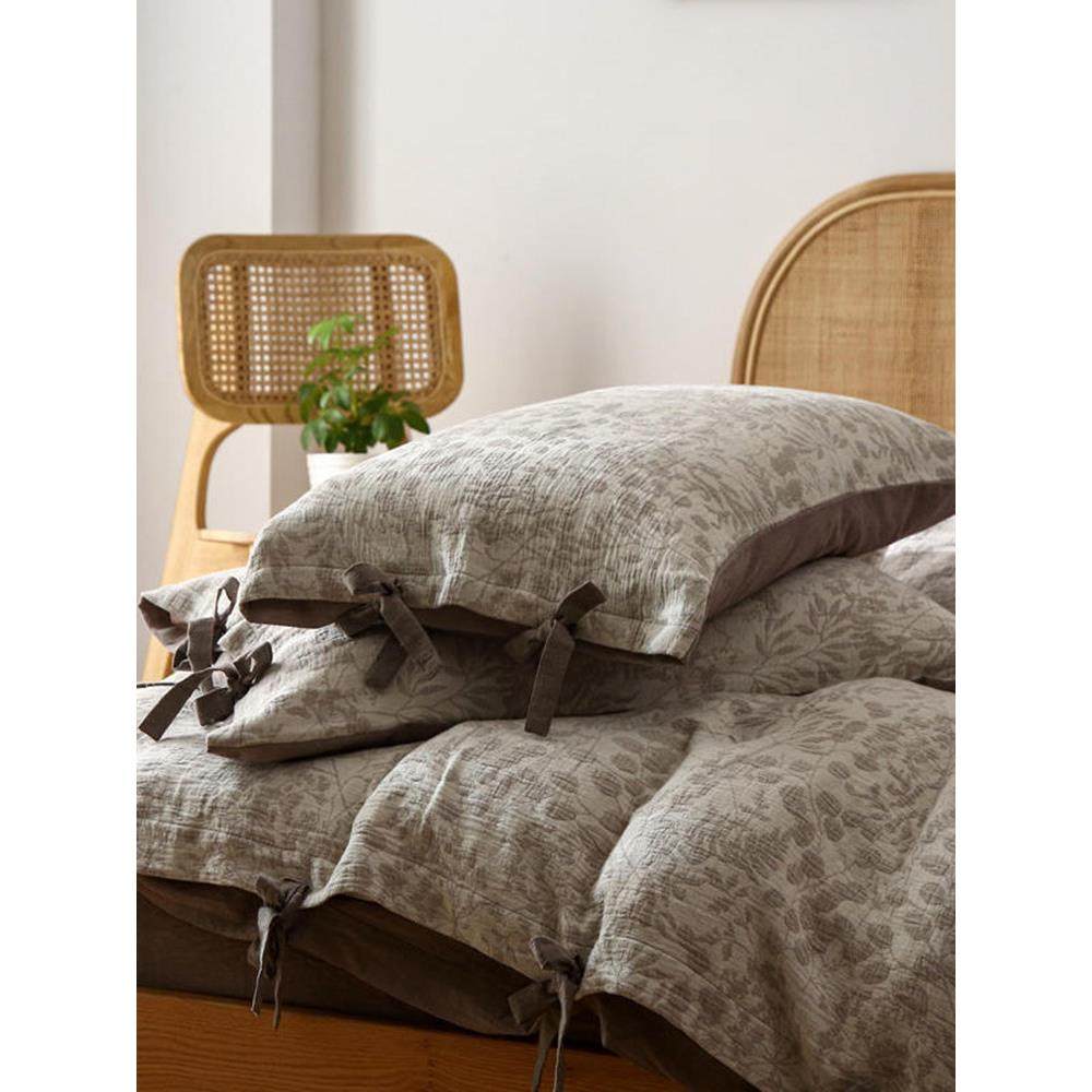 A类全棉双层纱布色织提花枕套60支纯棉单人枕头套一对装48x74cm