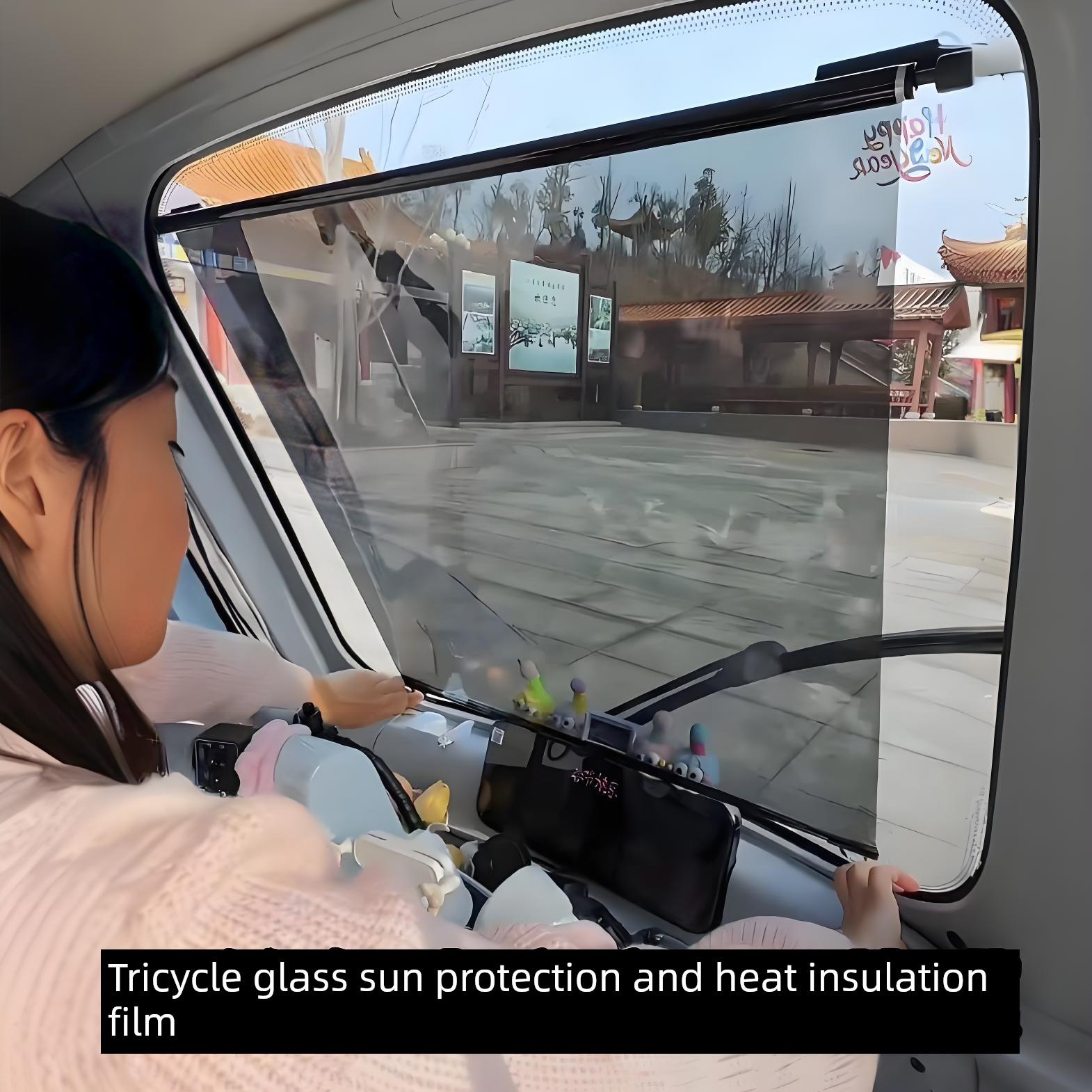 三轮车玻璃遮阳隔热膜大型卡车遮阳膜电动四轮车前挡风玻璃伸缩帘