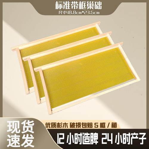 香土蜂情中蜂带框巢础5框装标准蜜蜂脾蜡片杉木蜂箱专用养蜂工具