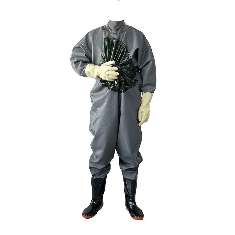 全身加厚水衣下水裤皮叉挖藕服水库捕抓鱼雨裤男防水防刺养殖水裤