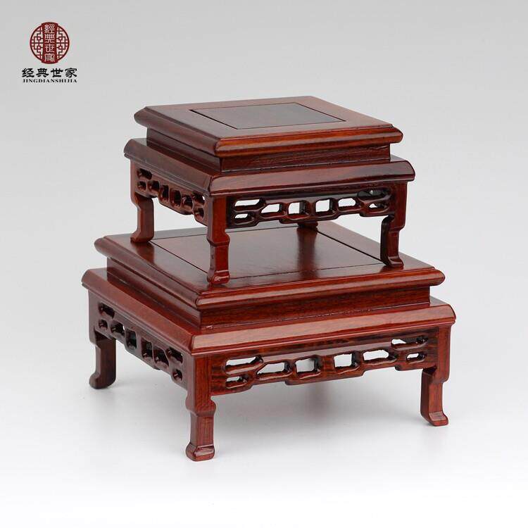 玉器红木雕奇石底座工艺品摆件玉石底座紫砂壶酸枝木套四正方台