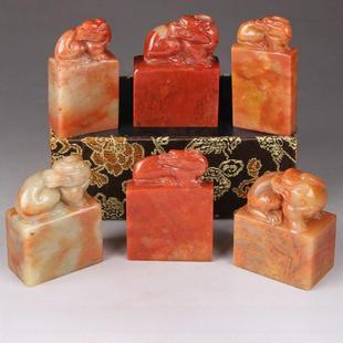 寿山石貔貅扁章印章引首藏书画法闲料章练习手工篆刻印章石头料