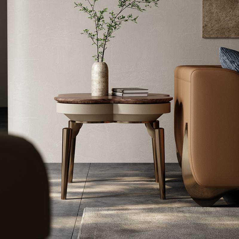 北美黑胡桃木沙发边几小茶几轻奢大理石角几家用现代简约实木烤漆