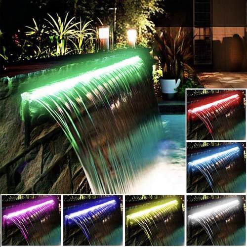 不锈钢瀑布专用灯瀑布出水口低压LED灯带12V潜水低压灯遥控