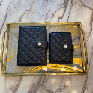 小香菱格A6黑色真皮羊皮记事本笔记本便携A7日记本记录簿替换活页