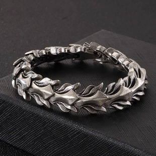 钛钢龙骨手链男潮复古做旧轻奢小众设计手环朋克高街嘻哈酷帅饰品