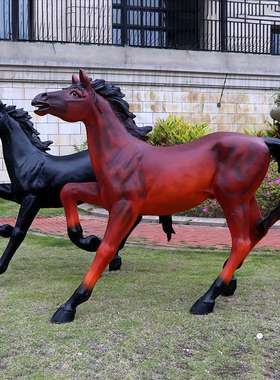 大型仿真骏马户外园林景区玻璃钢雕塑店面农牧场庭院草坪布置摆件