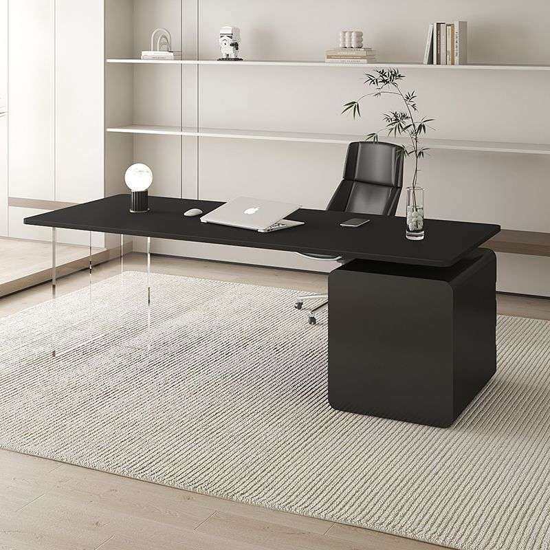 意式岩板办公桌现代简约亚克力家用书桌写字台设计师款老板电脑桌