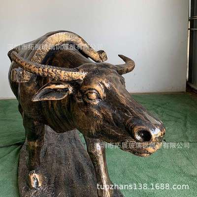 玻璃纤维耕牛人物仿铜雕塑民族耕地文化系列园林美陈摆件