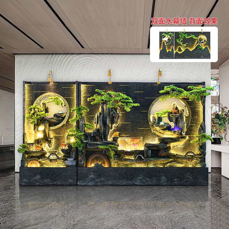双面水幕墙假山流水景观户外别墅公司酒店玄关装饰花园造景观摆件,家居饰品,流水摆件,淘宝优惠券,粉丝福利购,淘宝优惠卷