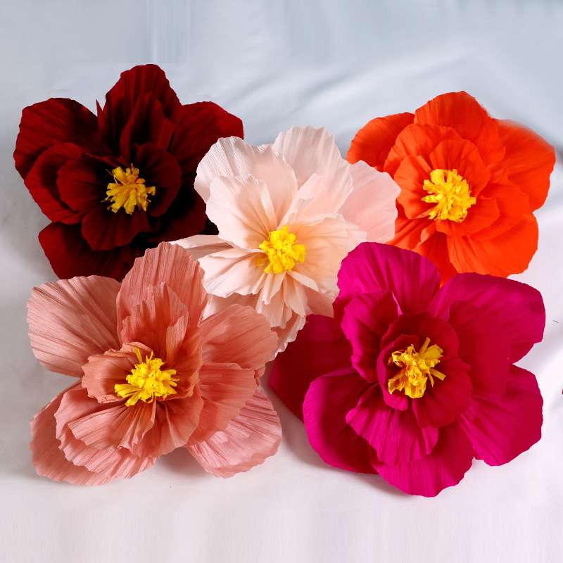 派对橱窗彩色皱纹卷边纸花婚庆房背景墙装饰皱纹纸花立体仿真花朵