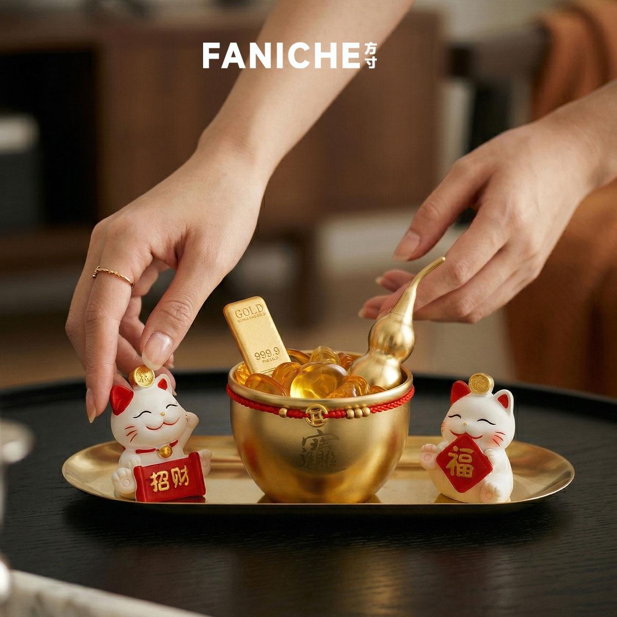FANICHE黄铜聚宝盆招财进宝玄关桌面装饰小摆件送好闺蜜开业礼品