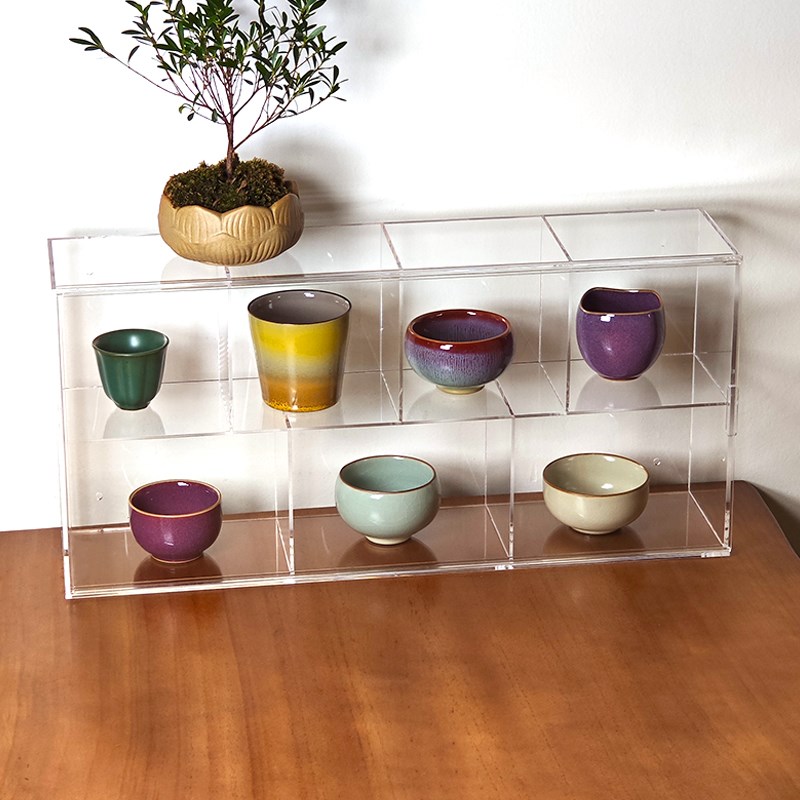 亚克力桌面收纳架杯子置物架紫砂壶茶具透明展示架咖啡马克杯架子