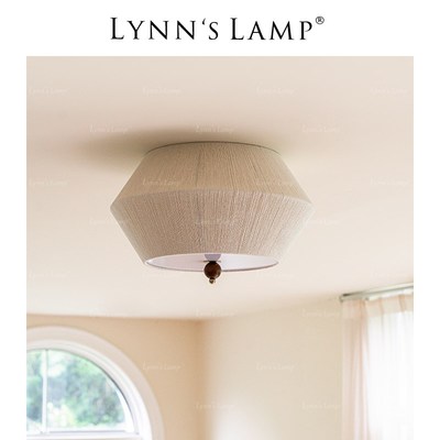 Lynns立意 棉线布艺吸顶灯 卧室书房侘寂风中古客厅复古法式灯具