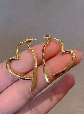 爱心小众轻奢耳饰高级感心形桃心冷淡前后耳环925银针女 44138