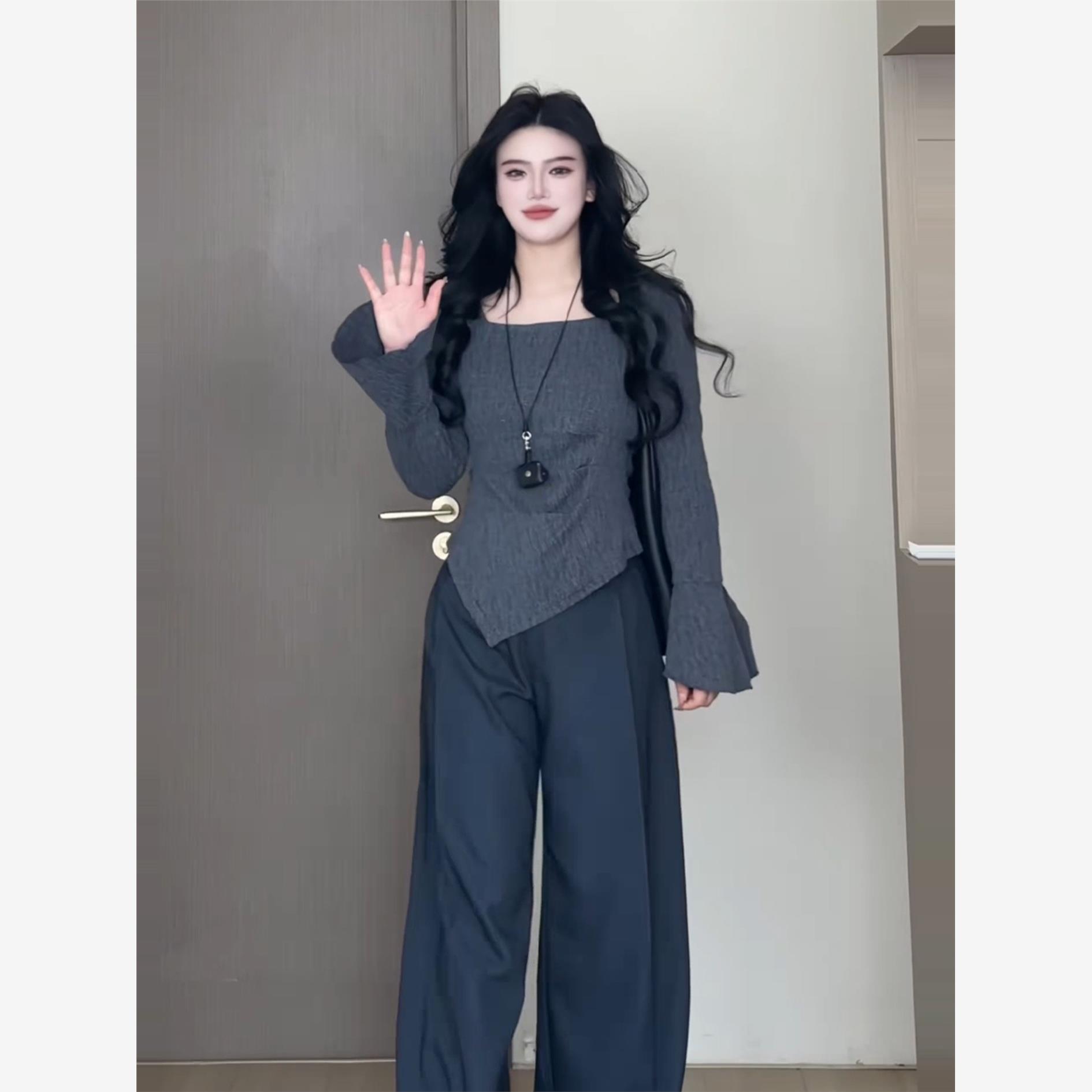 大码甜辣妹正肩打底长袖t