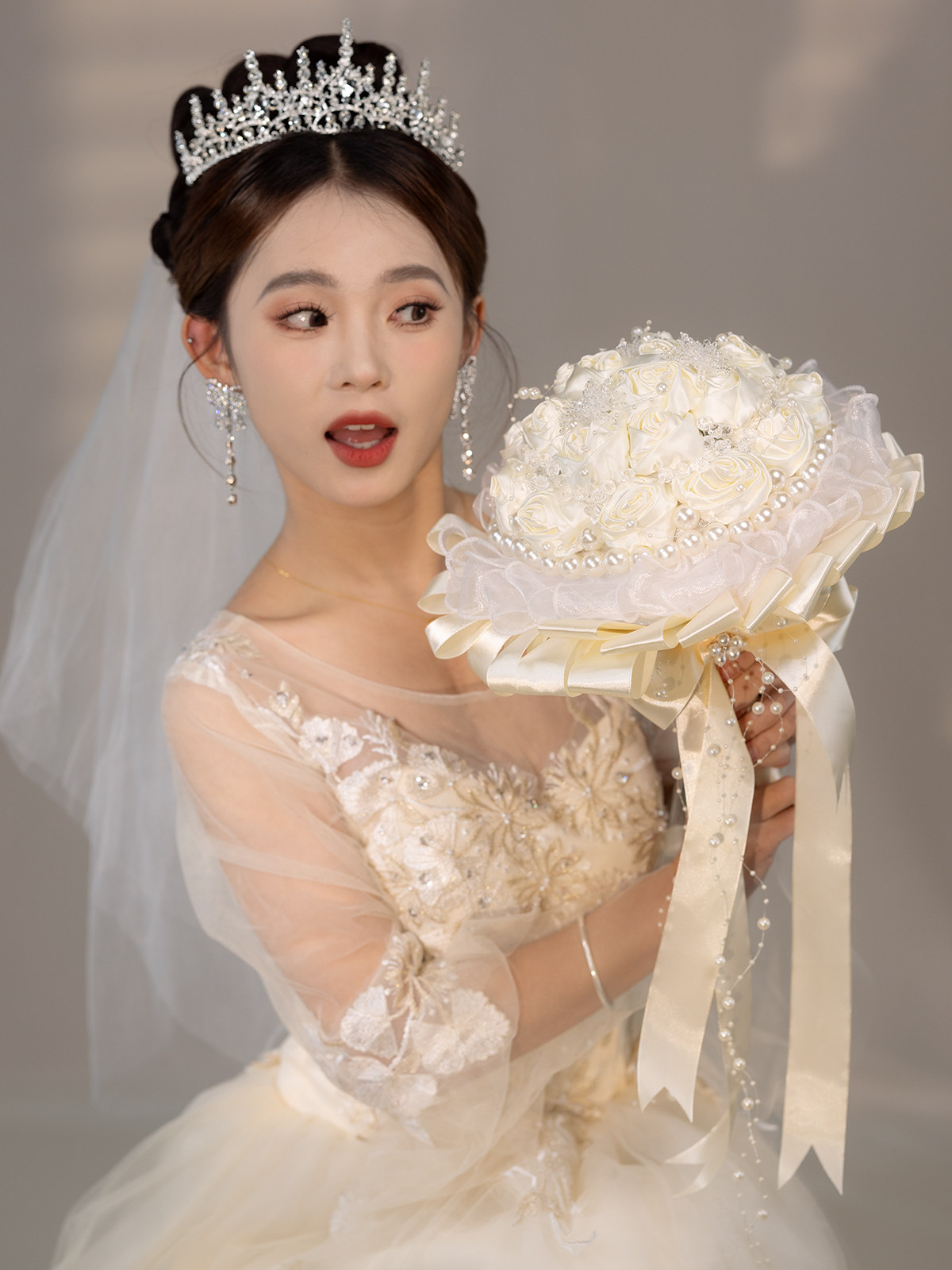 新娘手捧花结婚纱diy手工材料包彷真成品送闺蜜新婚礼物领证拍照