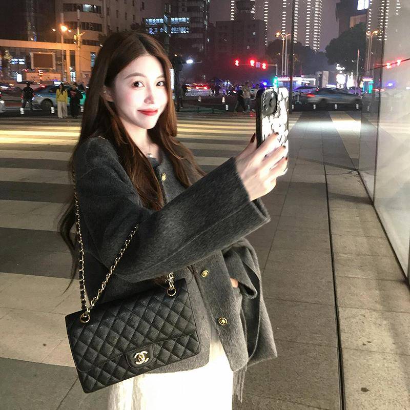 2024新款呢子大衣女灰色秋冬季高级感毛呢外套韩系小个子冬天短款
