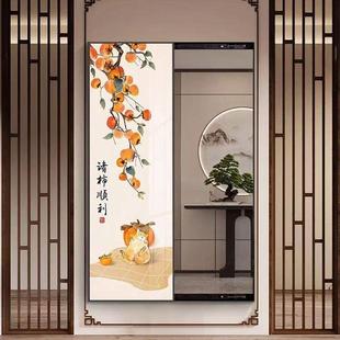 立式隐形穿衣镜壁挂式装饰画镜子双面印花门帘推拉隐藏式试衣镜