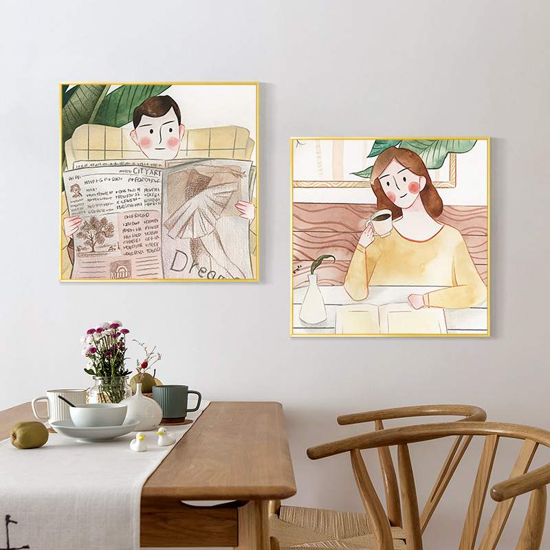 餐厅装饰画日式挂画饭厅厨房壁画温馨歺厅餐桌墙面装饰北欧正方形图片