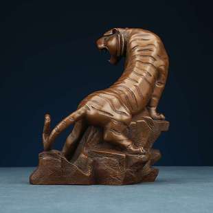 紫铜上山虎摆件生肖虎寅虎铜老虎客厅书房办公室柜台摆设工艺品