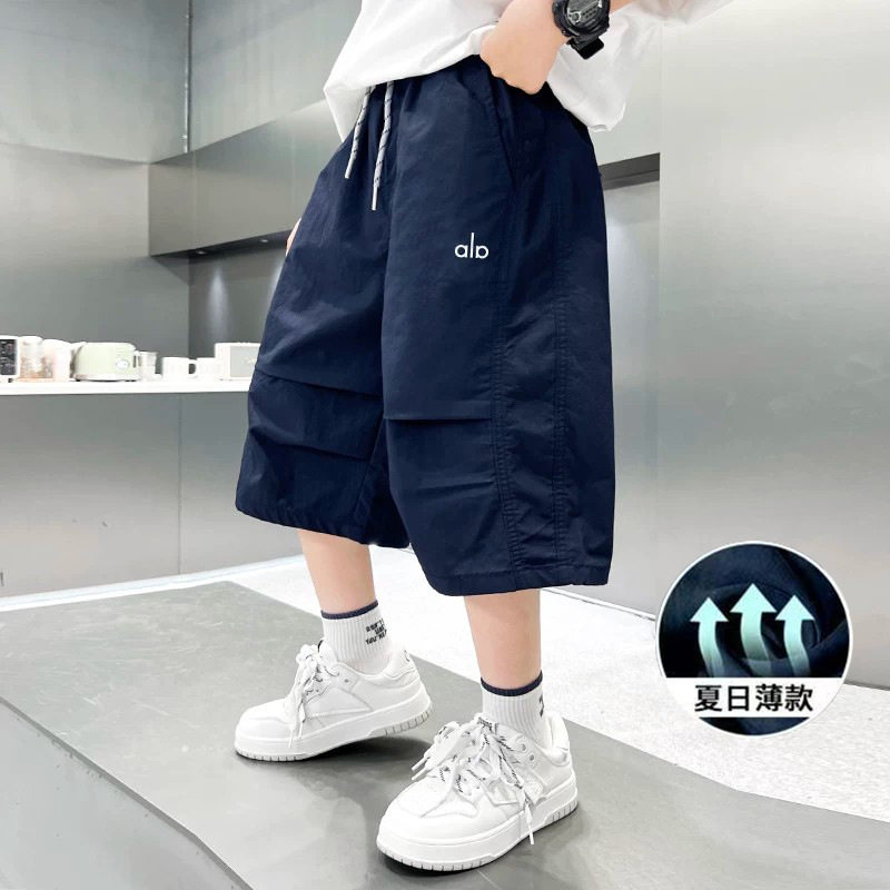 潮牌男童裤子中大童学生夏季外穿运动百搭速干轻薄款宽松阔腿短裤