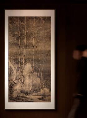 走新中式私房菜馆廊过35982道幅装饰画中古风石图名画玄关风竹大