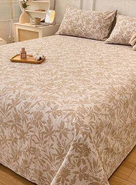 A类复古加厚磨纯棉床单毛单件00全棉被单双1人床盖笠床QID枕套三