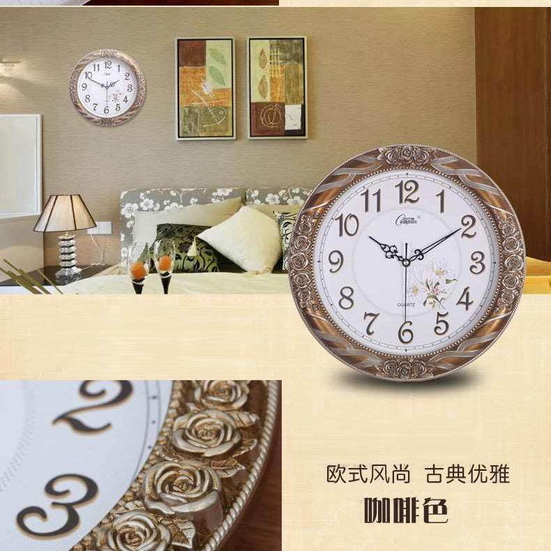 静音挂钟欧式形钟表14英寸客圆厅卧室田复办公挂古园表UEY时钟
