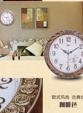 静音挂钟欧式形钟表14英寸客圆厅卧室田复办公挂古园表UEY时钟