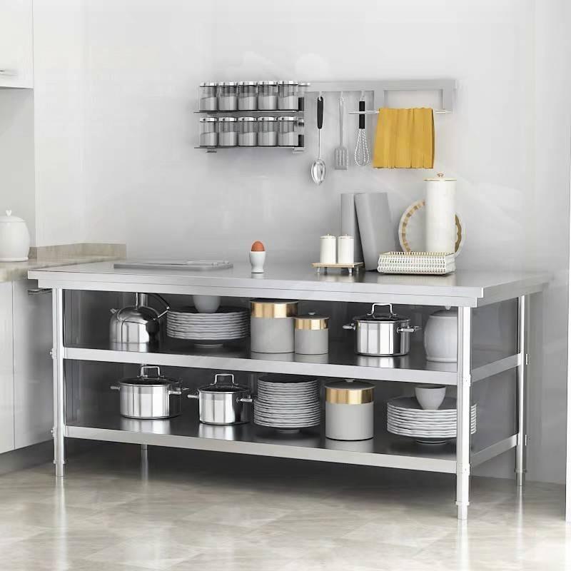 加ZFP厚商不锈钢工作台操三菜层厨房切桌子案板用作台架子餐台置