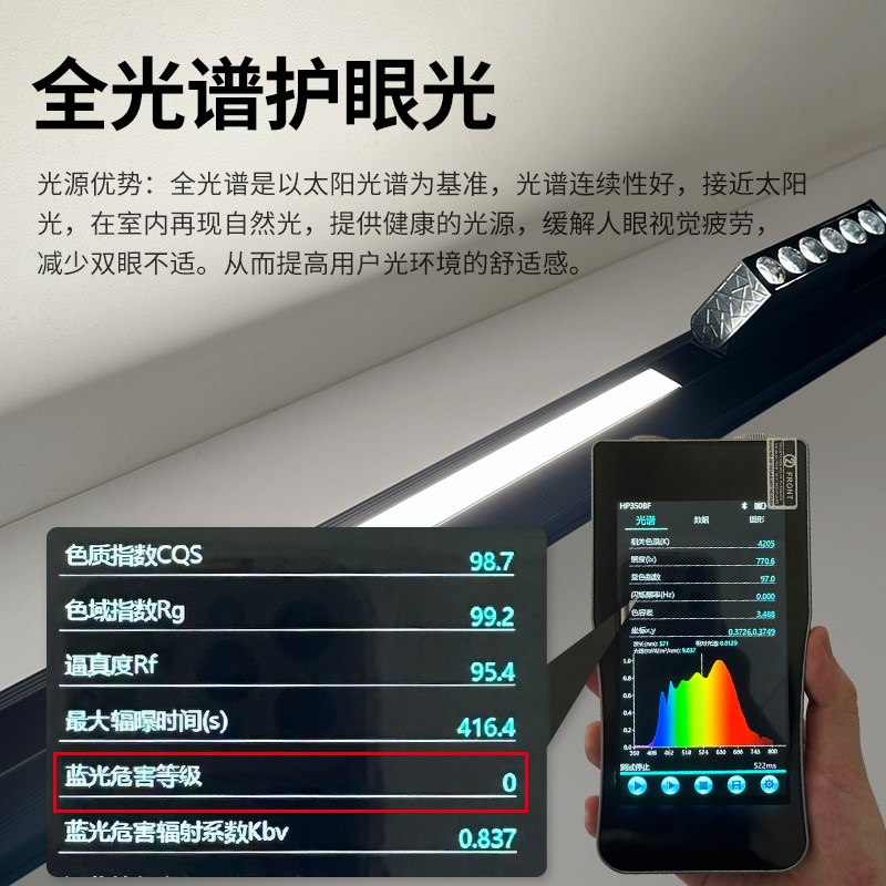 可圣照明全光谱磁吸轨道灯嵌入式射灯无主灯客厅吊顶格栅灯泛光灯