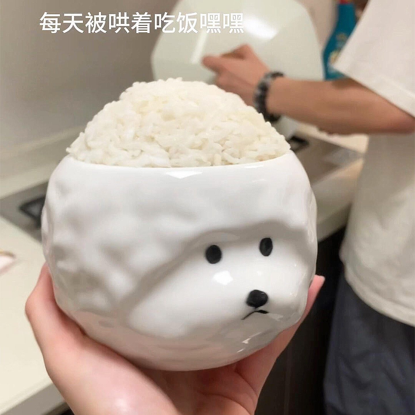 小比熊创意米饭碗可爱陶瓷家用学生宿舍个人专用餐具一人食酸奶碗