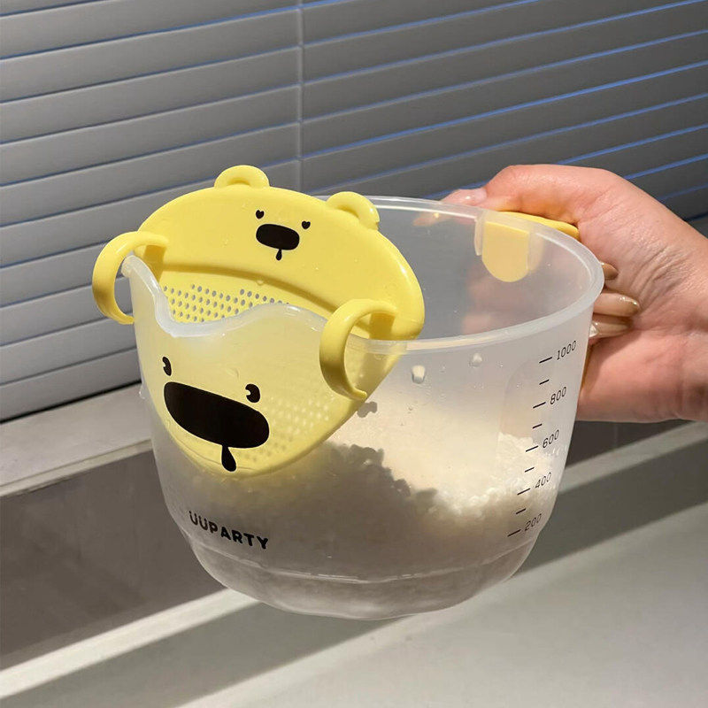 厨房淘米神器沥水篮过滤量杯食品级带刻度鸡蛋烘焙杯过滤淘米网