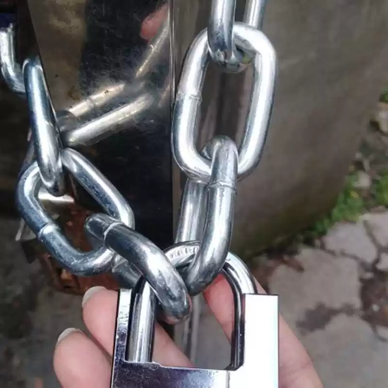 带锁刚锁链加粗银色铁链子三轮车