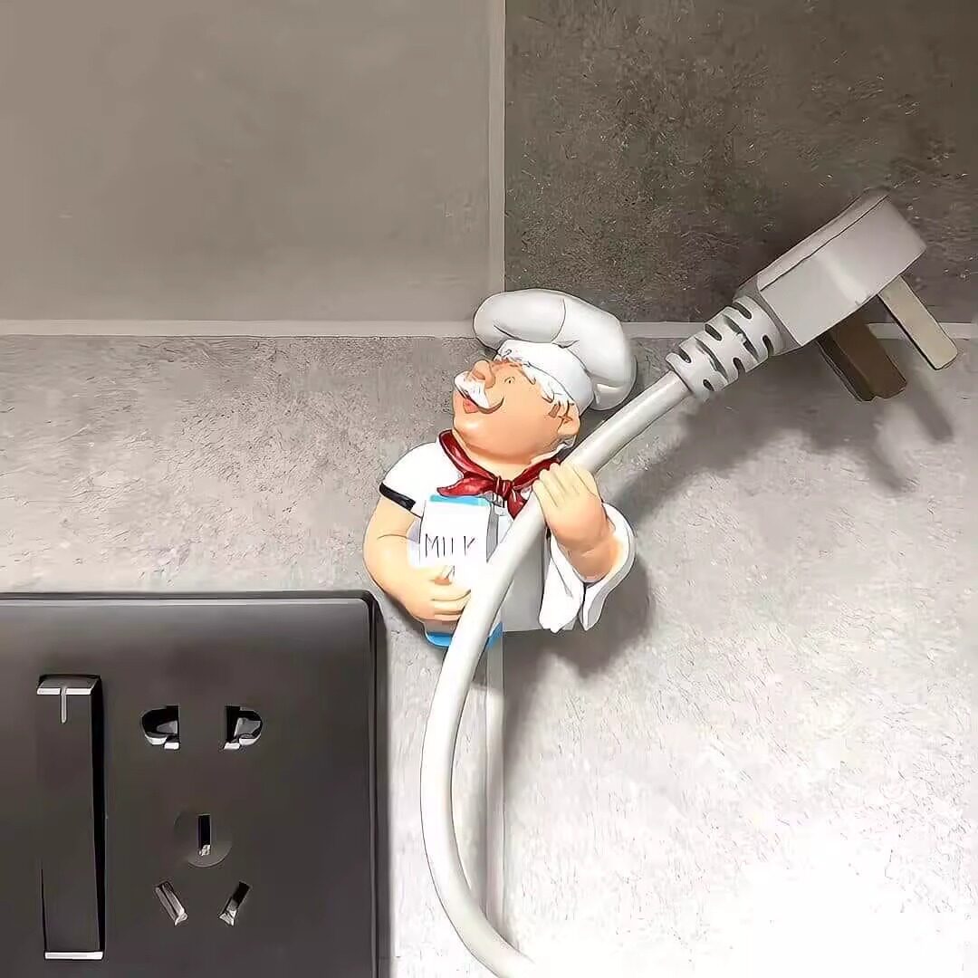 可爱厨师插头固定器免打孔强粘